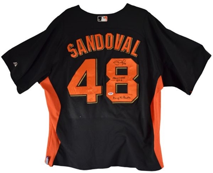 2012 Pablo Sandoval “Kung Fu Panda” Game Used and Signed Giants Jersey (World Series MVP Year)
